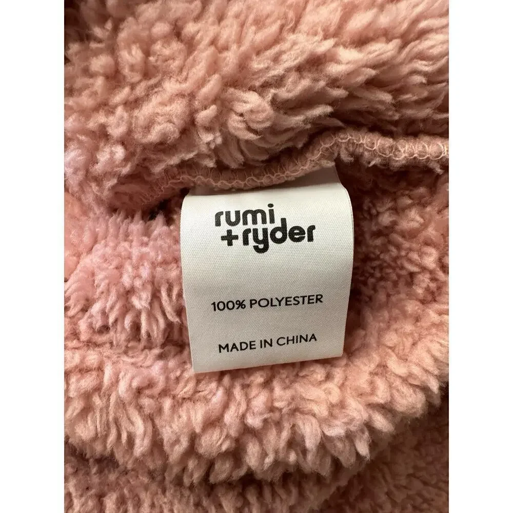 Rumi Ryder Toddler Teddy Coat Pink 3T Plush Soft Button Front Pockets